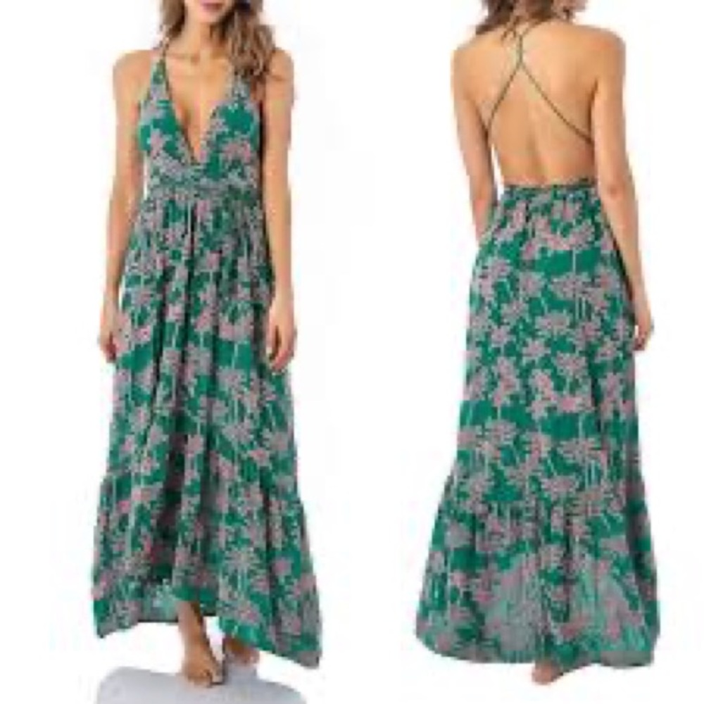 NWT MAAJI LIMITED EDITION EMBROIDERED PALMS MOON BAY DRESS Sz L